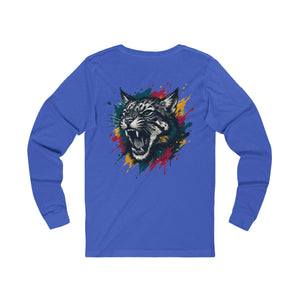 Wild cat with paint, Unisex Jersey Long Sleeve Tee