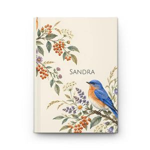 Personalized name botanical bird hardcover journal - journals