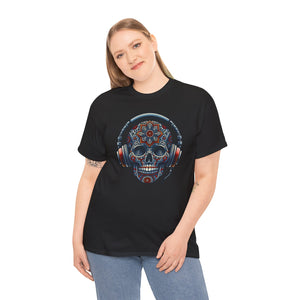 Skull with headphones, Unisex Heavy Cotton Tee