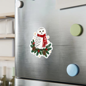 Christmas snowy owl kiss-cut vinyl decal - home decor decals