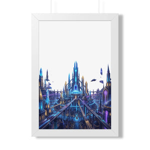 Dipaliz a futuristic city framed vertical poster - posters prints & visual artwork