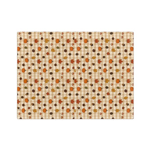 Autumn Plaid Pumpkin & Leaves Throw Blanket