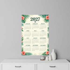 2027 Tropical Calendar Wall Decal — Floral Palm Yearly Planner