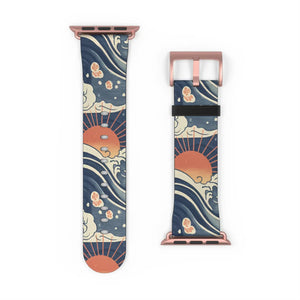 Sunrise wave watch band, japanese pattern apple strap - bands