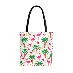 Tote Bag — Tropical Flamingo Palm Print Beach Tote