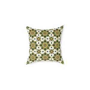 Green and Gold Geometric Floral Accent Pillow