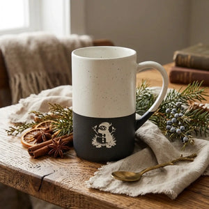 Whimsical snowman ceramic mug - mugs