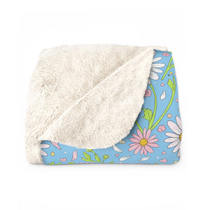 Daisy Meadow Sherpa Blanket — Soft Floral Fleece Throw