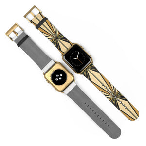 Art deco sunburst watch band, geometric vintage apple strap - bands