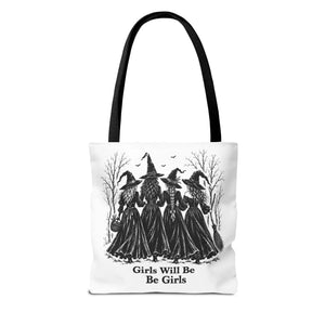 Witch Sisters Tote — “Girls Will Be Girls” Halloween Tote Bag