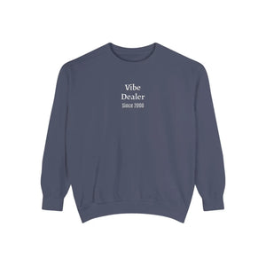 Personalized, Vibe Dealer Garment-Dyed Sweatshirt — Soft Vintage Blue Crewneck