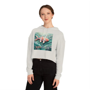 Go with the glow koi fish cropped hooded sweatshirt - sweatshirts