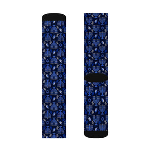 Blue Hanukkah Menorah Socks