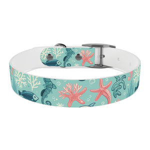Sea Life Dog Collar — Aqua Fish & Coral Pattern for Pets