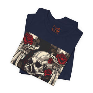 Skulls, Roses and wings for Halloween , Unisex Jersey Short Sleeve Tee