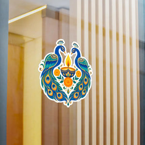 Peacock diya kiss-cut vinyl decal - home decor decals