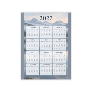 DipaliZ landscape calendar decal with layered ridgelines above still water