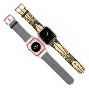 Art deco sunburst watch band, geometric vintage apple strap - bands