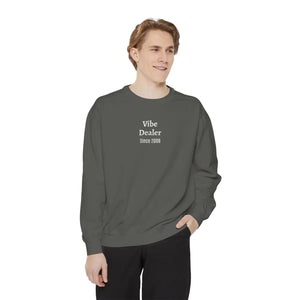 Personalized, Vibe Dealer Garment-Dyed Sweatshirt — Soft Vintage Blue Crewneck