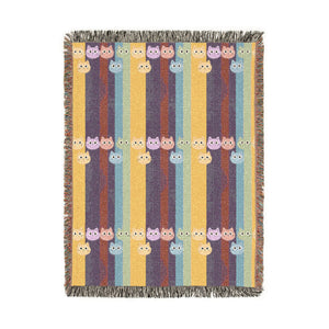 Woven Throw Blanket — Colorblock Striped Pattern Cozy Home Decor