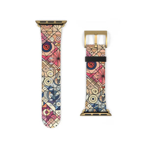 Geometric Floral Mosaic Watch Band – Colorful Vintage Art Pattern