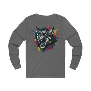 Wild cat with paint, Unisex Jersey Long Sleeve Tee