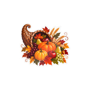 Thanksgiving harvest cornucopia kiss-cut vinyl decal - home decor decals