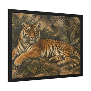 Framed paper poster – resting tiger in tropical jungle - posters