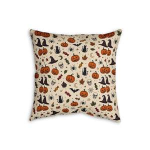 Witch hats filling the gaps between pumpkins on a DipaliZ cushion