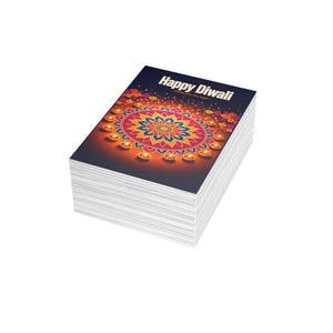 Personalized, Diwali Greeting Card – 'Happy Diwali' Rangoli & Diyas (Single or Bulk Pack)