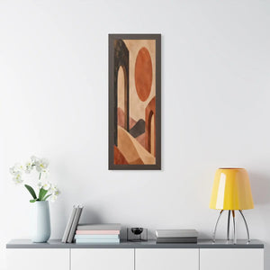 Framed Vertical Poster — Desert Arch Abstract Print (Warm Terracotta Sun)