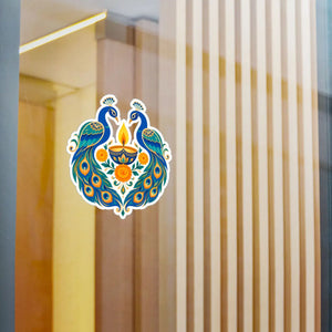 Peacock diya kiss-cut vinyl decal - home decor decals