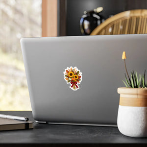 Autumn sunflower bouquet kiss-cut vinyl decal - home decor decals