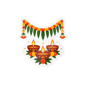Diwali diyas and marigold toran kiss-cut vinyl decal - home decor decals