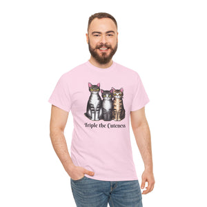 Three Cats, Triple the cuteness, Unisex Heavy Cotton Tee