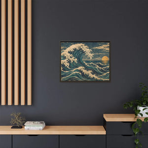 Framed canvas wall art vintage japanese great wave ocean print - printable
