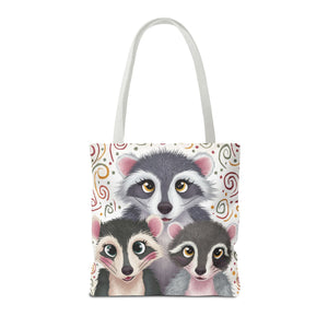 Three Racoons, All Over Print Tote Bag