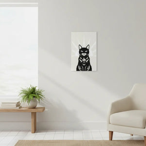 Black Cat Sunrise Wall Decal — Mystical Cat Silhouette for Home Decor