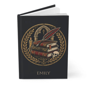 Gothic Booklover Hardcover Journal — Personalized Lined Notebook