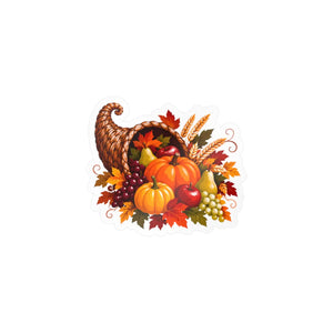 Thanksgiving harvest cornucopia kiss-cut vinyl decal - home decor decals