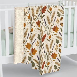 Autumn Leaves Sherpa Blanket – Cozy Fall Floral Throw