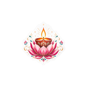 Lotus diya kiss-cut vinyl decal for diwali - home decor decals