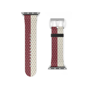 Striped Knit Pattern Watch Band — Burgundy & Cream Vintage Cozy Style