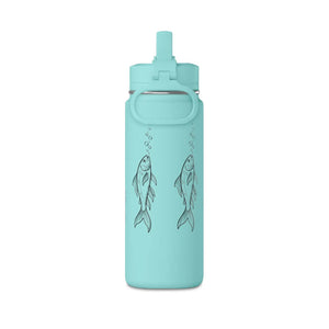 Fish Sketch Water Bottle — Illustrated Koi Design, Leak‑Proof Sports Bottle