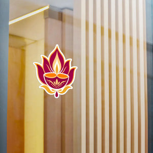 Lotus diya kiss-cut vinyl decal - home decor decals