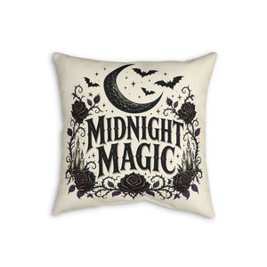 Dark florals climbing the bottom edge of a DipaliZ gothic throw pillow