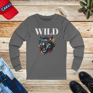 Wild cat with paint, Unisex Jersey Long Sleeve Tee