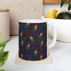 Festive nutcracker pattern ceramic mug - mugs