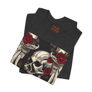 Skulls, Roses and wings for Halloween , Unisex Jersey Short Sleeve Tee