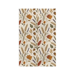 Autumn Harvest Microfiber Tea Towel – Fall Leaves, Wheat & Acorn Kitchen Towel
